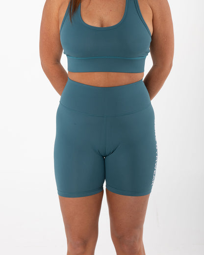 Women's High-Waisted Bike Shorts - Teal
