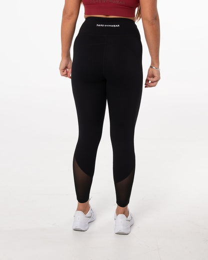 Women's Mesh Panel Leggings - Black