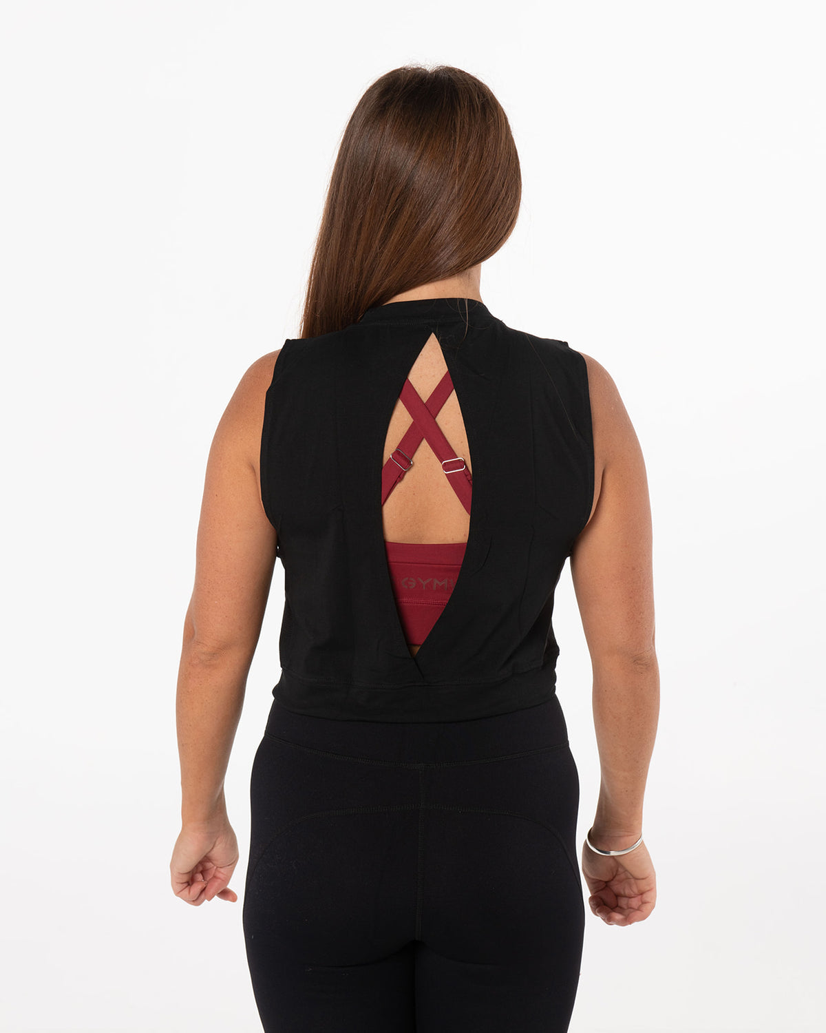 Women's Open-Back Crop Tank - Black