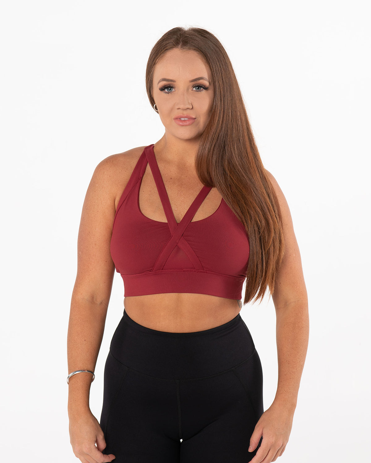 Women's Strappy Sports Bra - Maroon