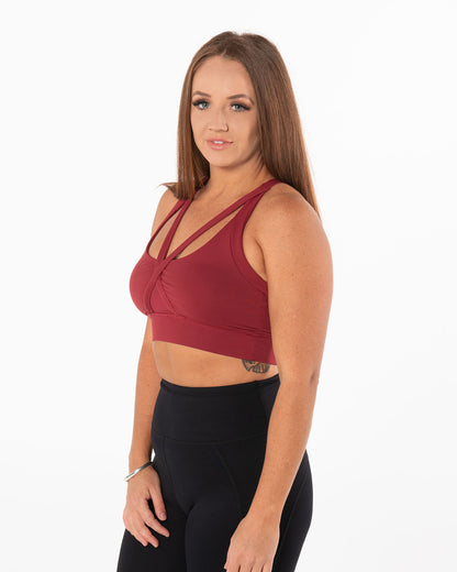 Women's Strappy Sports Bra - Maroon
